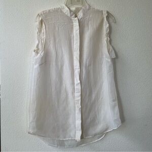 Public School NYC white sleeveless button down sheer blouse silk cotton blend